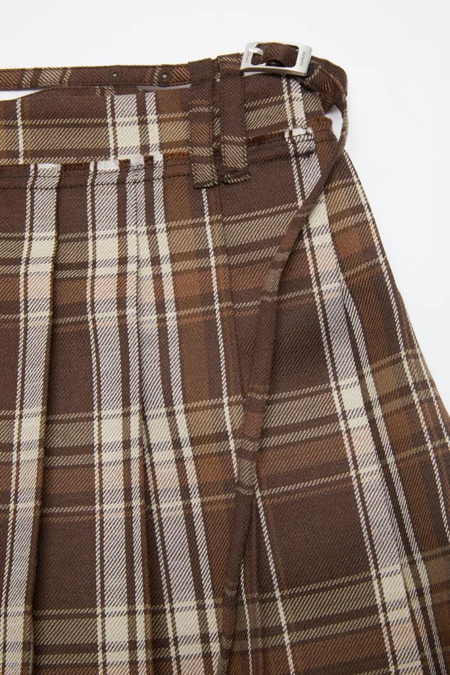 Women Asymmetric Pleated Skirt Brownbeige Acne Studios Skirts