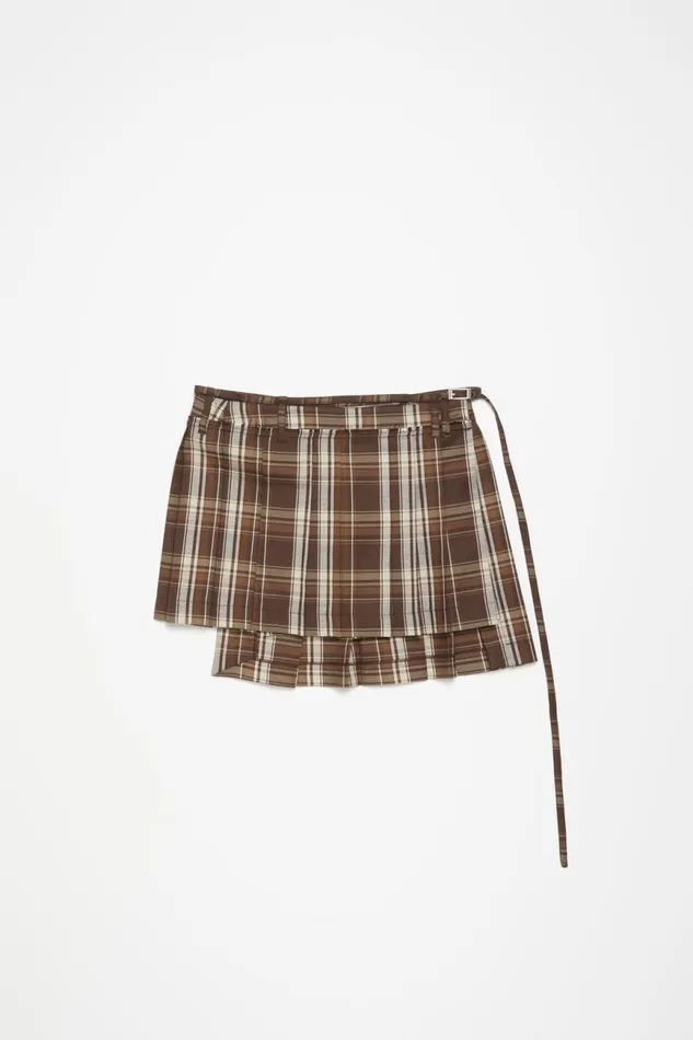 Women Asymmetric Pleated Skirt Brownbeige Acne Studios Skirts