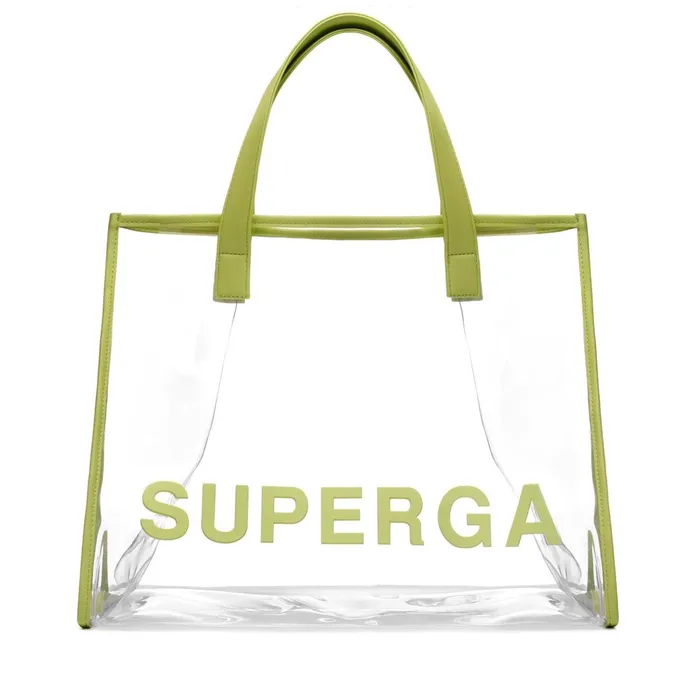 Women Bags Woman TRANSPARENT SHOPPING BAG Shopping Bag GREEN SUNNY LIME Superga Bags And Backpacks