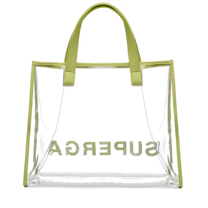 Women Bags Woman TRANSPARENT SHOPPING BAG Shopping Bag GREEN SUNNY LIME Superga Bags And Backpacks