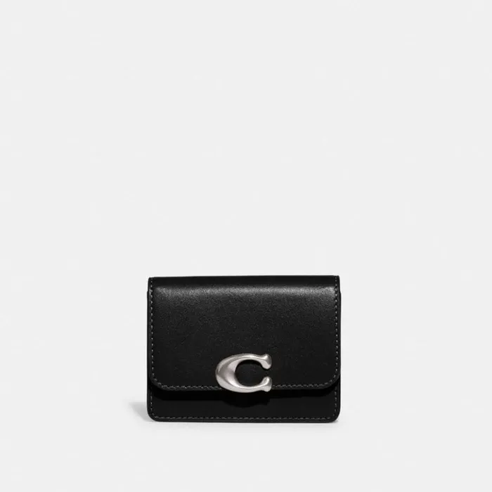 Women Bandit Card Case Silverblack Coach Small Wallets