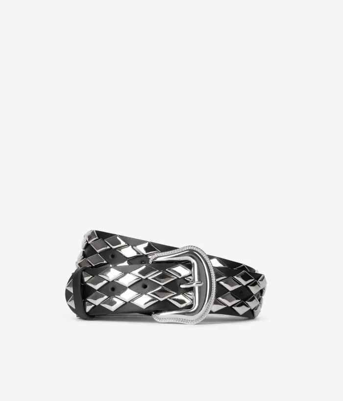 Women Belts THE KOOPLES Black Leather Belt With Studs