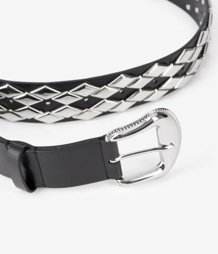 Women Belts THE KOOPLES Black Leather Belt With Studs Women Belts THE KOOPLES Black Leather Belt With Studs