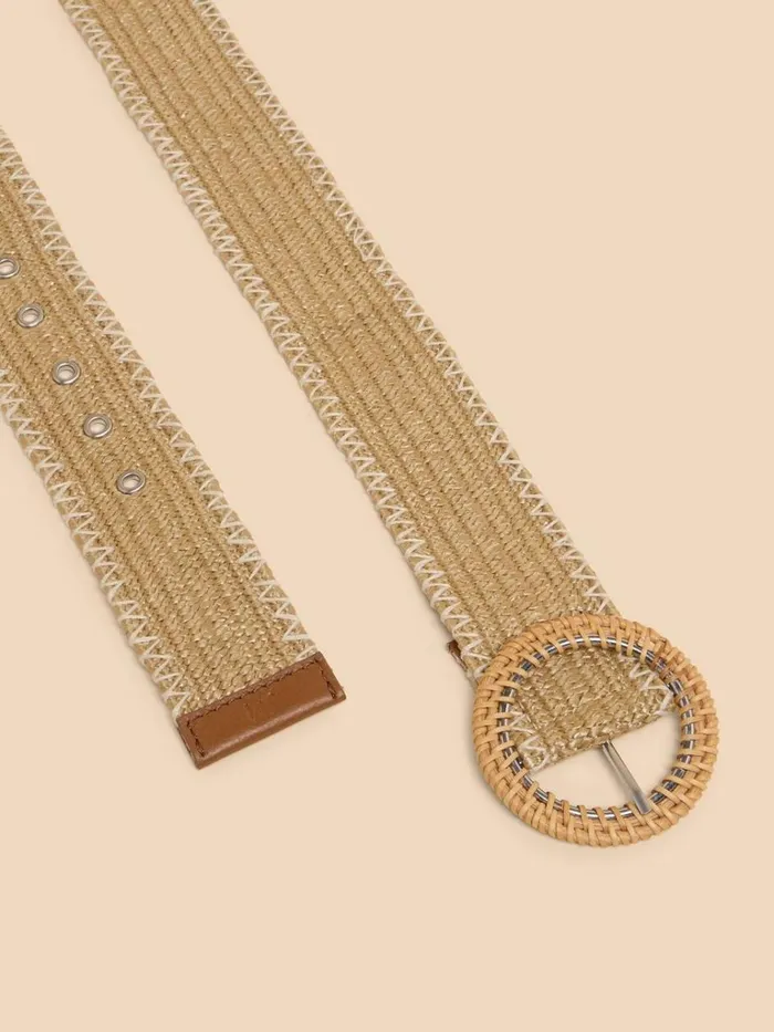 Women BELTS White Stuff Raffia Woven Belt Light Natural