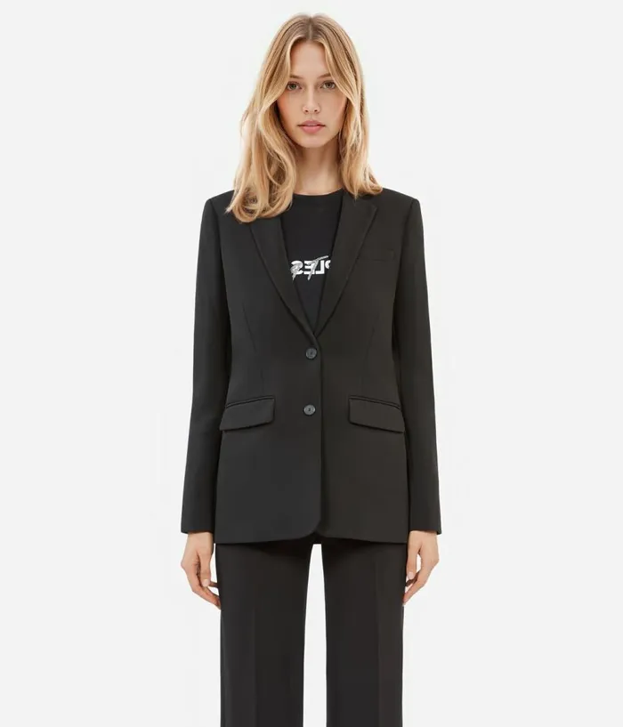 Women Blazers and Suits THE KOOPLES Black Crecircpe Suit Jacket Straight Cut