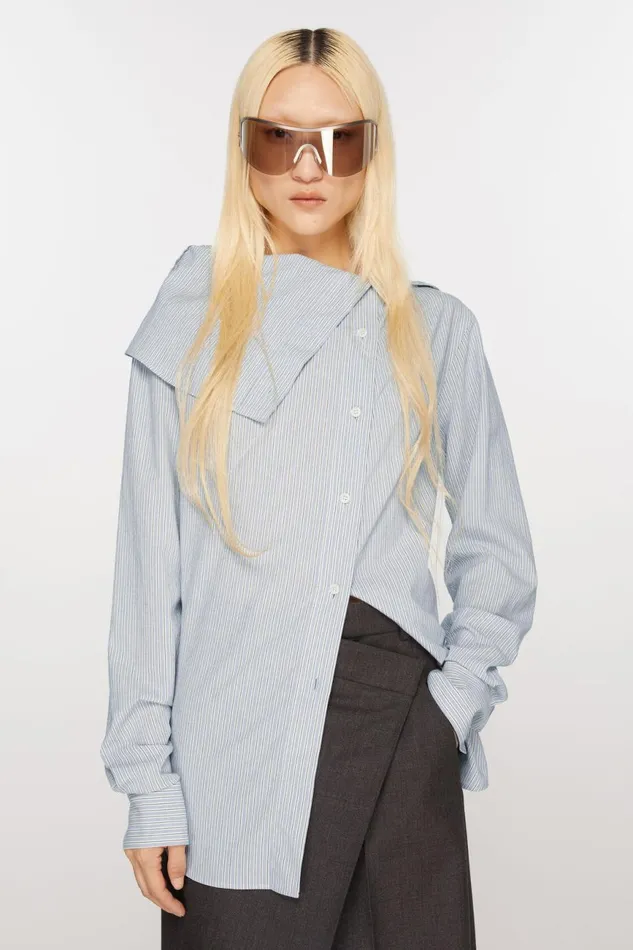 Women Blouse Buttonup Shirt Bluewhite Acne Studios Shirts and Blouses