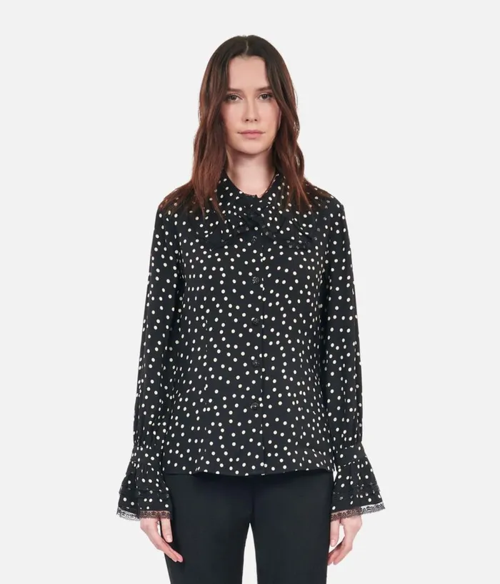 Women Blouses and Shirts THE KOOPLES Black Polka Dot Shirt Women Blouses and Shirts THE KOOPLES Black Polka Dot Shirt