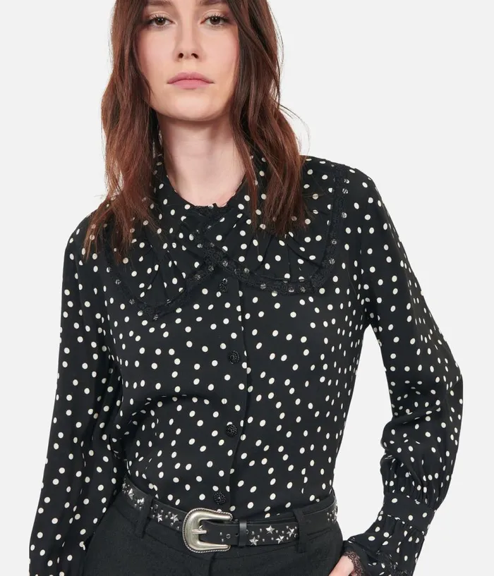 Women Blouses and Shirts THE KOOPLES Black Polka Dot Shirt Women Blouses and Shirts THE KOOPLES Black Polka Dot Shirt