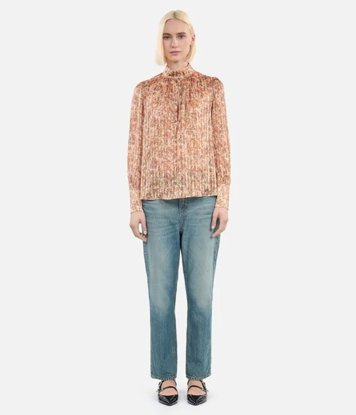 Women Blouses and Shirts THE KOOPLES Flower Print Silk Top Women Blouses and Shirts THE KOOPLES Flower Print Silk Top
