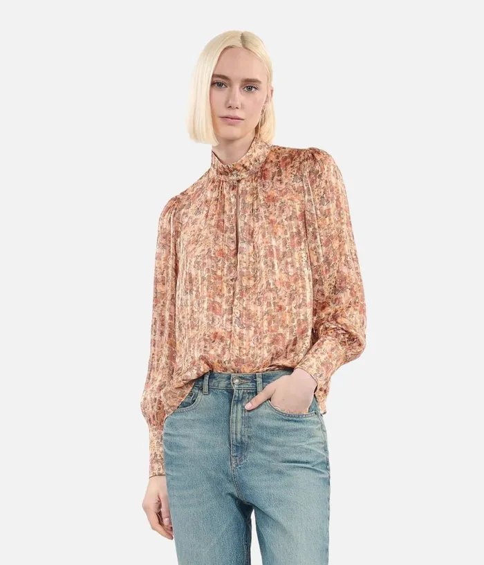 Women Blouses and Shirts THE KOOPLES Flower Print Silk Top Women Blouses and Shirts THE KOOPLES Flower Print Silk Top