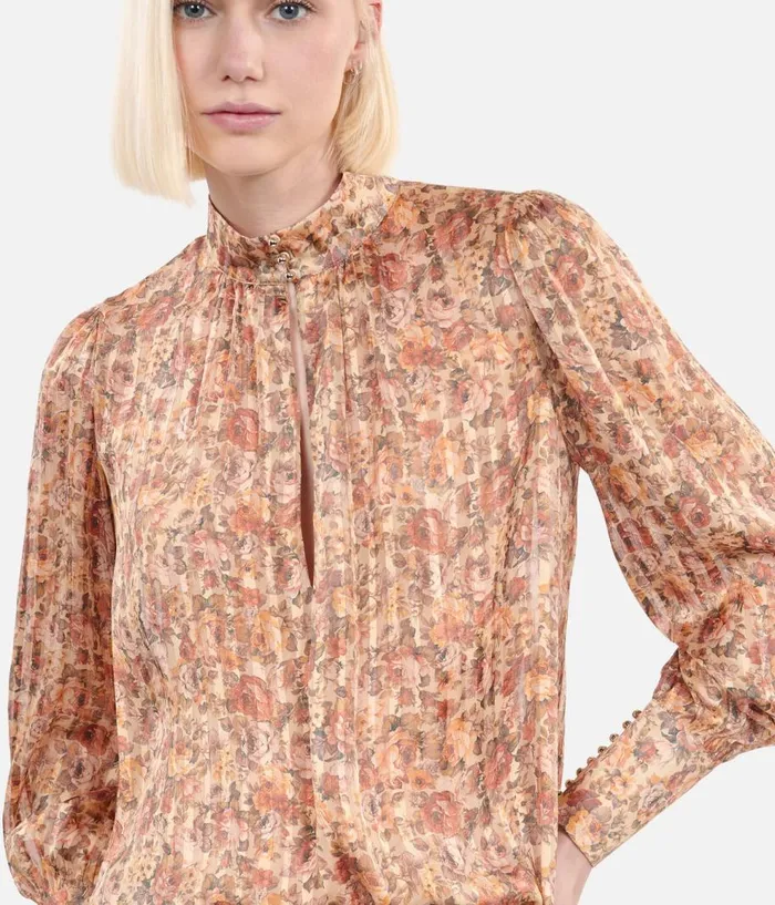 Women Blouses and Shirts THE KOOPLES Flower Print Silk Top Women Blouses and Shirts THE KOOPLES Flower Print Silk Top