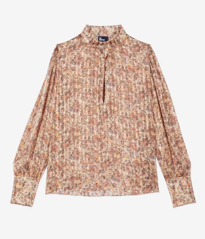 Women Blouses and Shirts THE KOOPLES Flower Print Silk Top Women Blouses and Shirts THE KOOPLES Flower Print Silk Top
