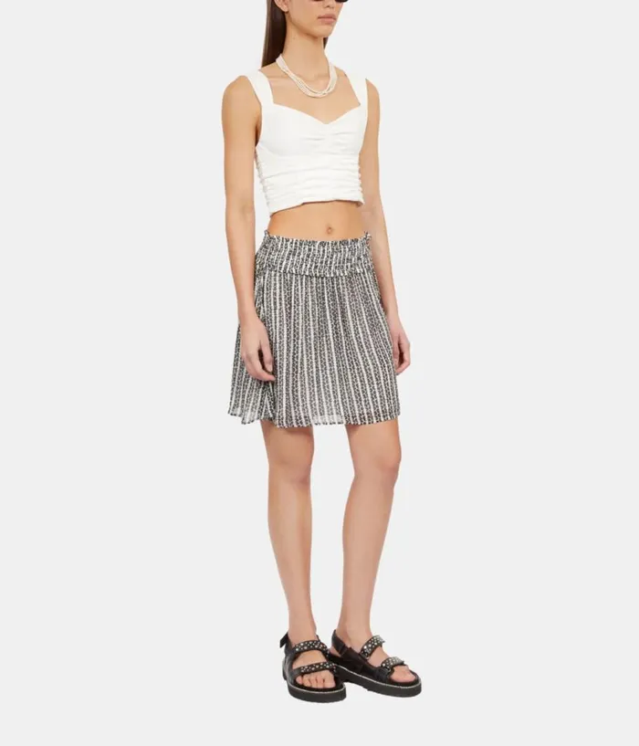 Women Blouses and Shirts THE KOOPLES Short Ecru Top With Draping Women Blouses and Shirts THE KOOPLES Short Ecru Top With Draping