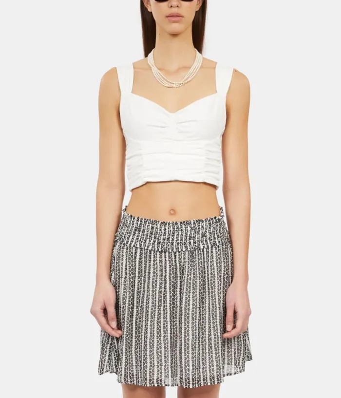 Women Blouses and Shirts THE KOOPLES Short Ecru Top With Draping Women Blouses and Shirts THE KOOPLES Short Ecru Top With Draping