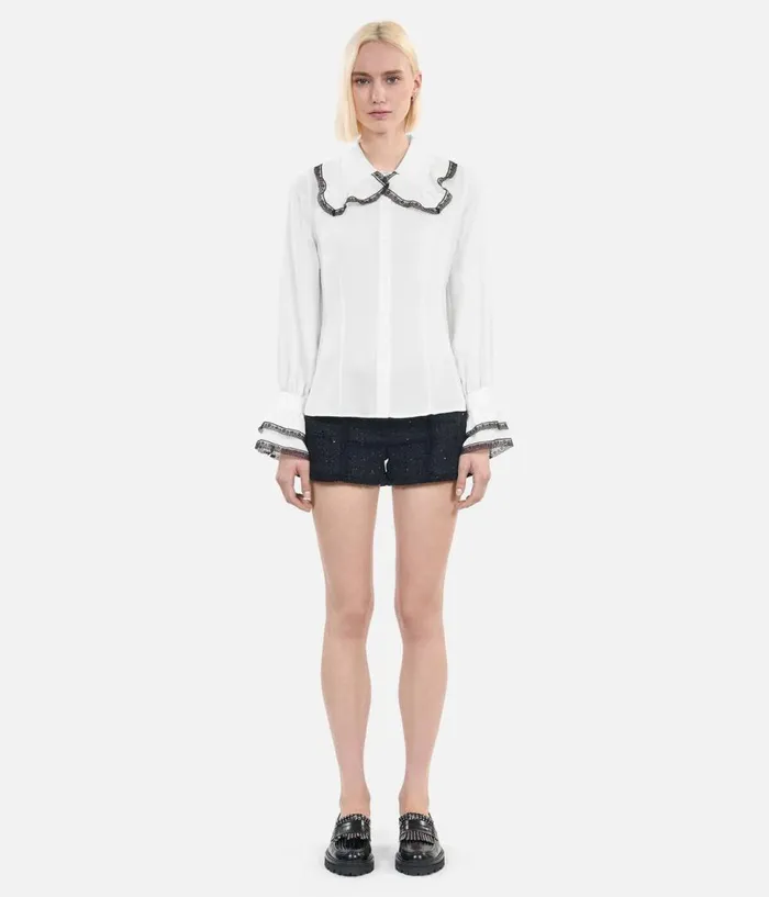Women Blouses and Shirts THE KOOPLES White Silk Shirt Women Blouses and Shirts THE KOOPLES White Silk Shirt