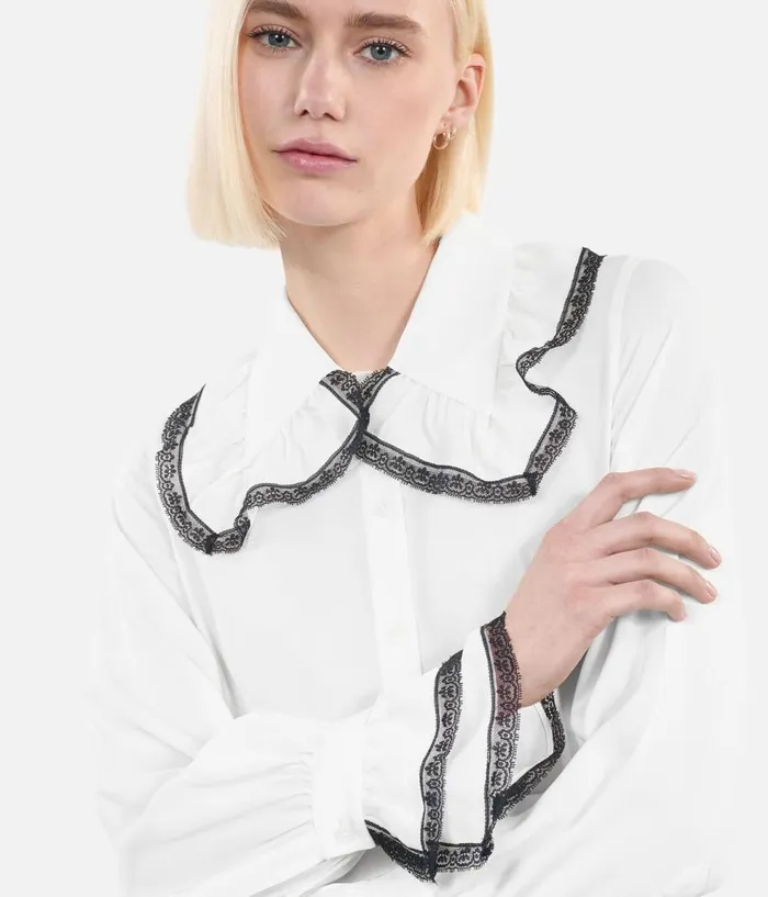 Women Blouses and Shirts THE KOOPLES White Silk Shirt Women Blouses and Shirts THE KOOPLES White Silk Shirt