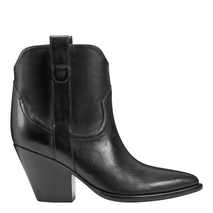 Women Booties Marc Fisher Marlie Western Bootie Black Leather