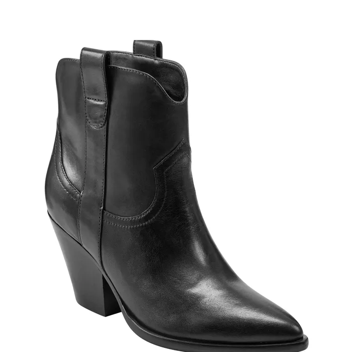 Women Booties Marc Fisher Marlie Western Bootie Black Leather