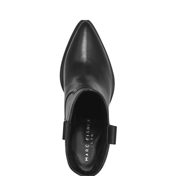 Women Booties Marc Fisher Marlie Western Bootie Black Leather