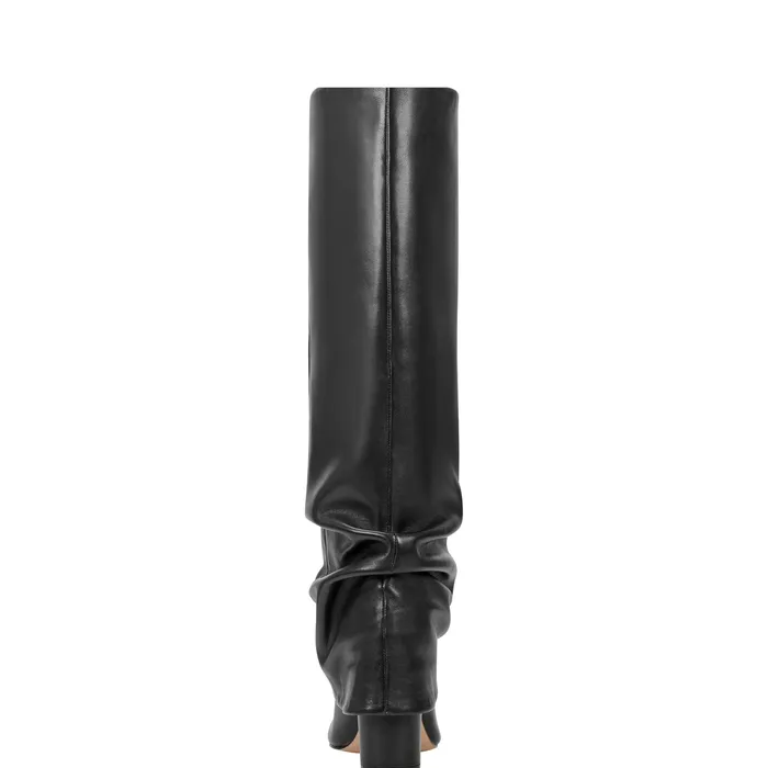 Women Boots Marc Fisher Lalita Foldover Dress Boot Black Leather