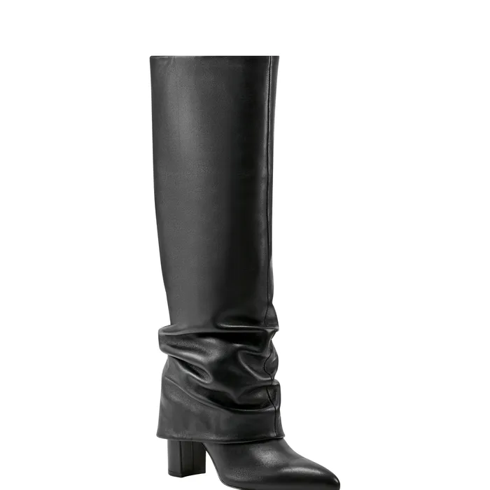 Women Boots Marc Fisher Lalita Foldover Dress Boot Black Leather