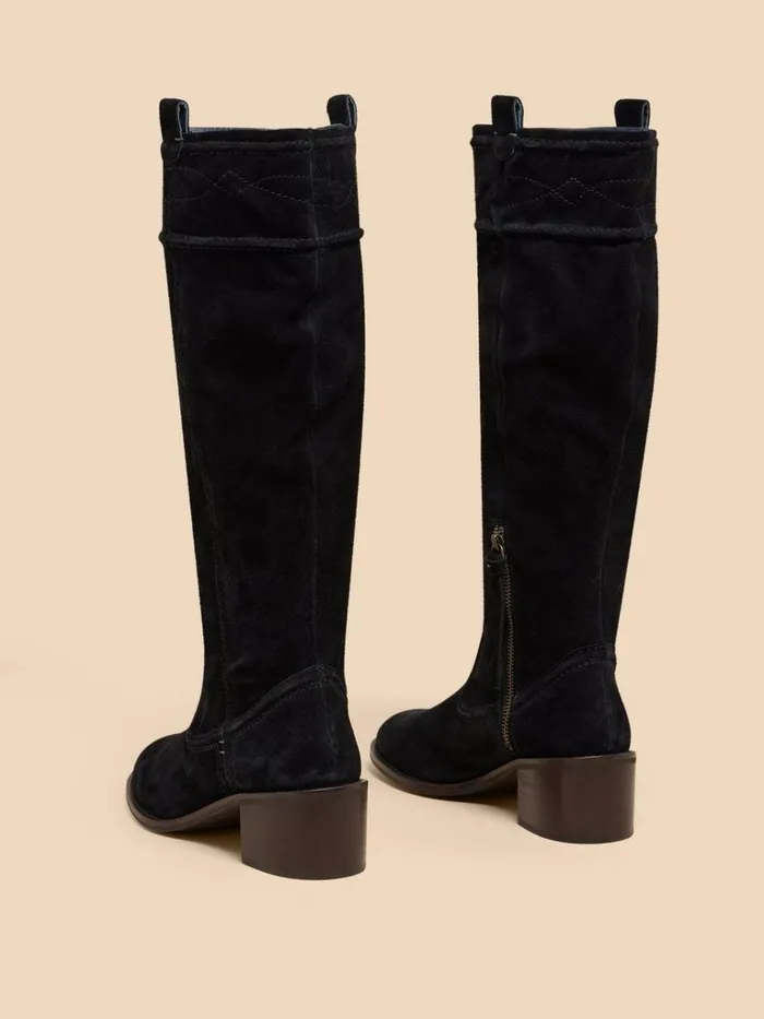 Women BOOTS White Stuff Connie Suede Pull On Boot Pure Black Women BOOTS White Stuff Connie Suede Pull On Boot Pure Black