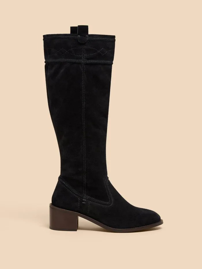 Women BOOTS White Stuff Connie Suede Pull On Boot Pure Black Women BOOTS White Stuff Connie Suede Pull On Boot Pure Black