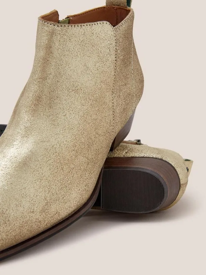 Women BOOTS White Stuff Leather Willow Ankle Boot Gold Tone Metallic Women BOOTS White Stuff Leather Willow Ankle Boot Gold Tone Metallic
