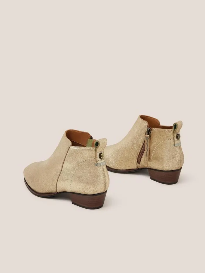 Women BOOTS White Stuff Leather Willow Ankle Boot Gold Tone Metallic Women BOOTS White Stuff Leather Willow Ankle Boot Gold Tone Metallic
