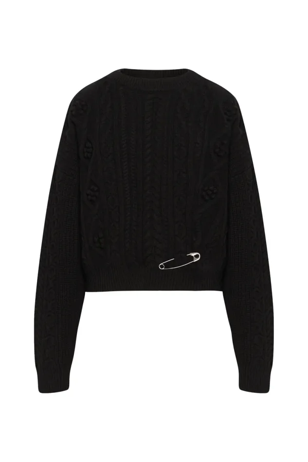 Women Cableknit Woolen Sweater Black Black Sonia Rykiel Sweaters