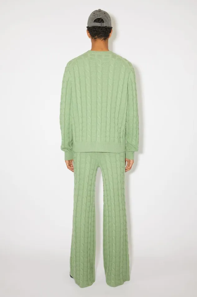 Women Cable Wool Jumper Sage Green Acne Studios Knitwear
