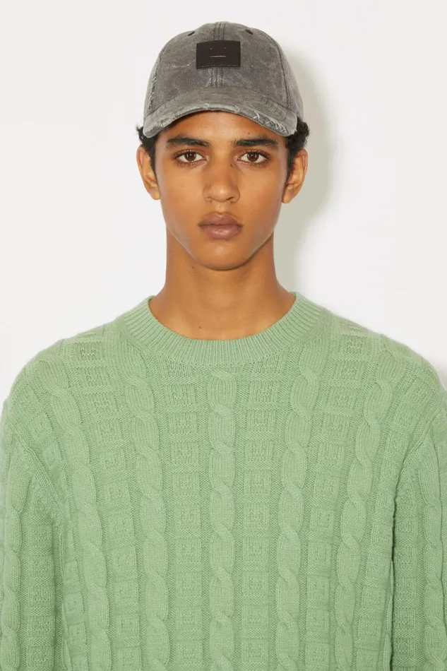 Women Cable Wool Jumper Sage Green Acne Studios Knitwear