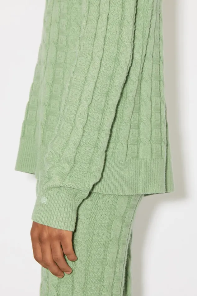 Women Cable Wool Jumper Sage Green Acne Studios Knitwear