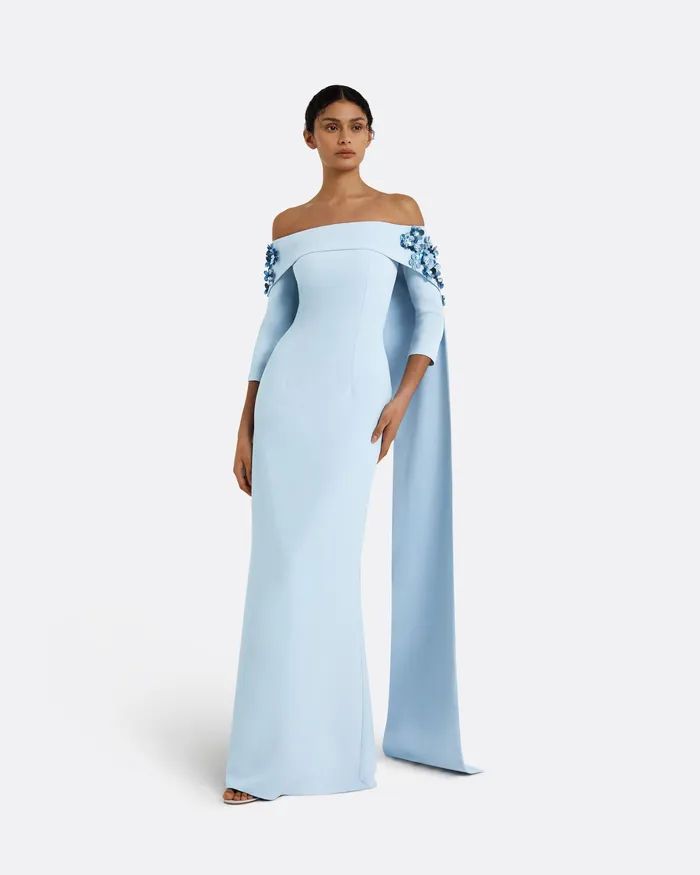 Women Capes and Harnesses Safiyaa Bellara Pale Blue Harness and Soshin Dress Pale Blue