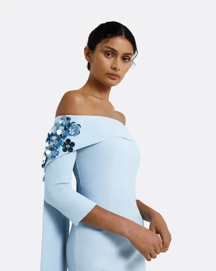 Women Capes and Harnesses Safiyaa Bellara Pale Blue Harness and Soshin Dress Pale Blue