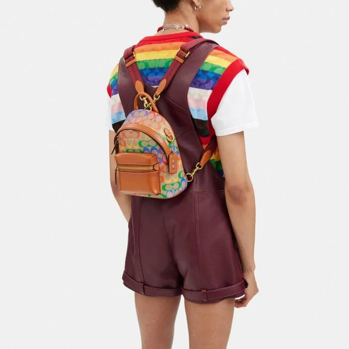 Women Charter Backpack 18 In Rainbow Signature Canvas Rainbow Coach Backpacks Women Charter Backpack 18 In Rainbow Signature Canvas Rainbow Coach Backpacks