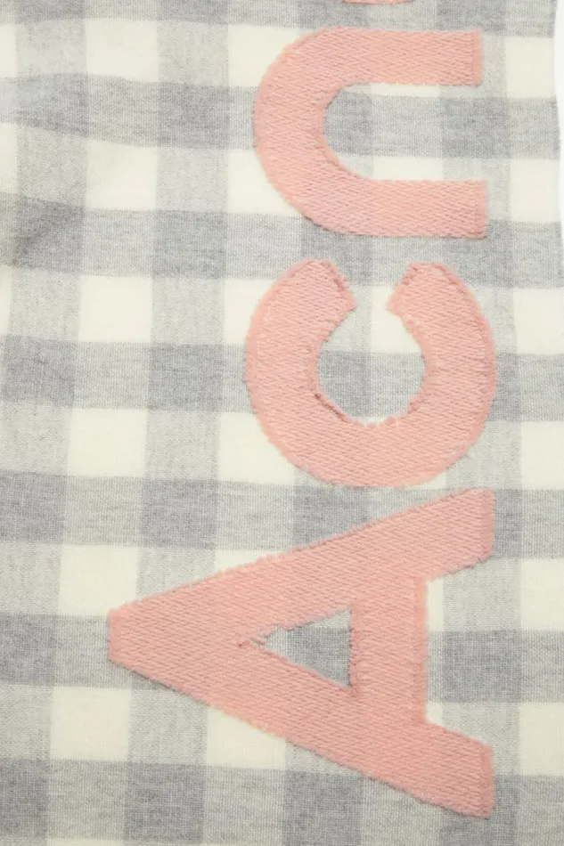 Women Check Logo Scarf Greypink Acne Studios Scarves
