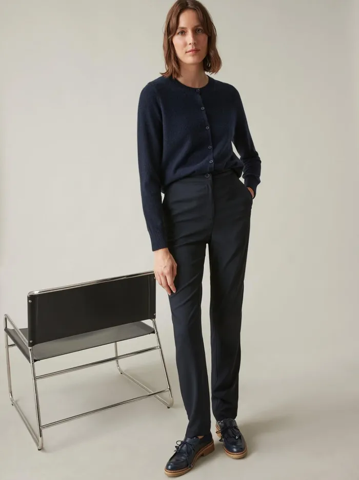 Women Clothing Cyrillus Button Cardigan 8211 The Cashmere Collection Marine