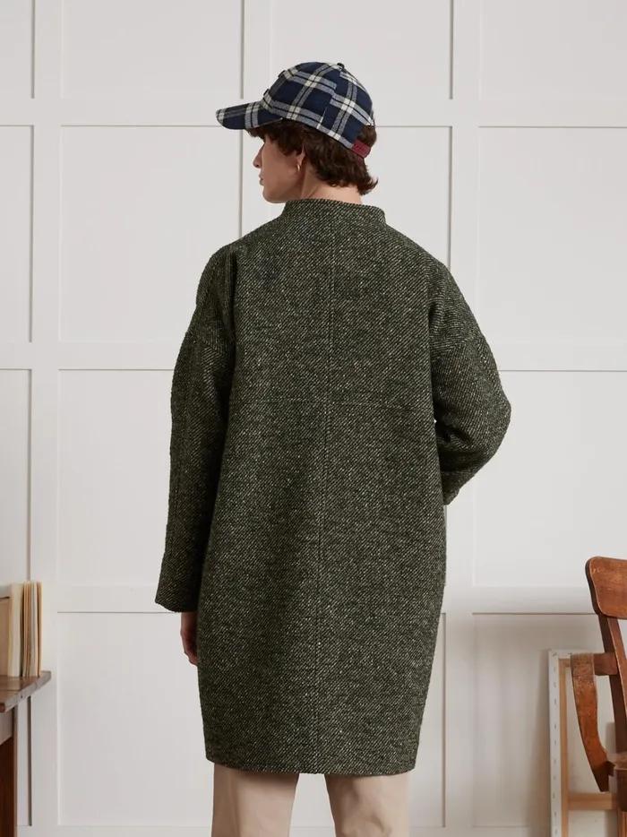 Women Clothing Cyrillus Loose Speckled Twill Coat Vert