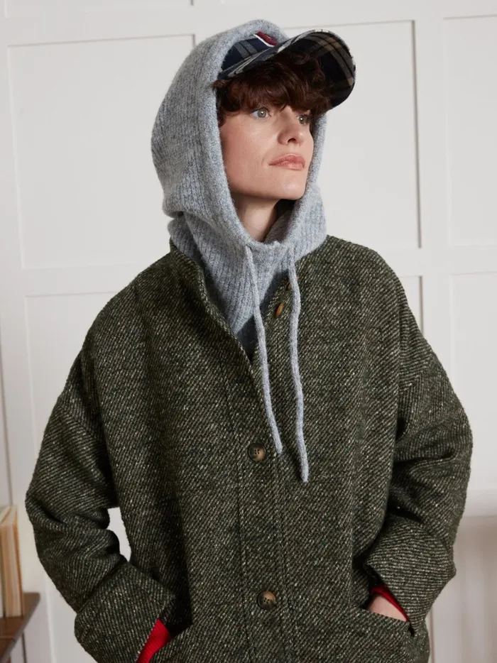 Women Clothing Cyrillus Loose Speckled Twill Coat Vert