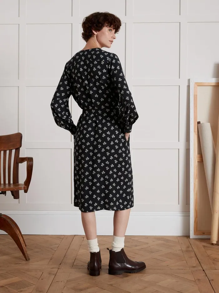 Women Clothing Cyrillus MidLength Dobby Viscose Wit Diane Print Imp Diane Navy Noir