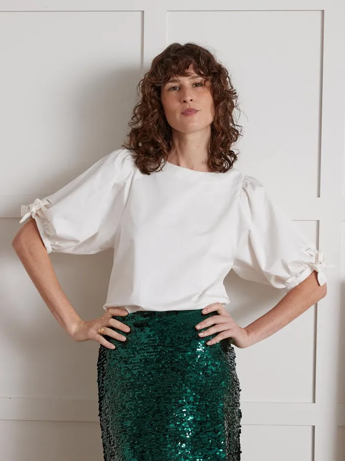 Women Clothing Cyrillus Satiny Poplin Party Blouse Ecru