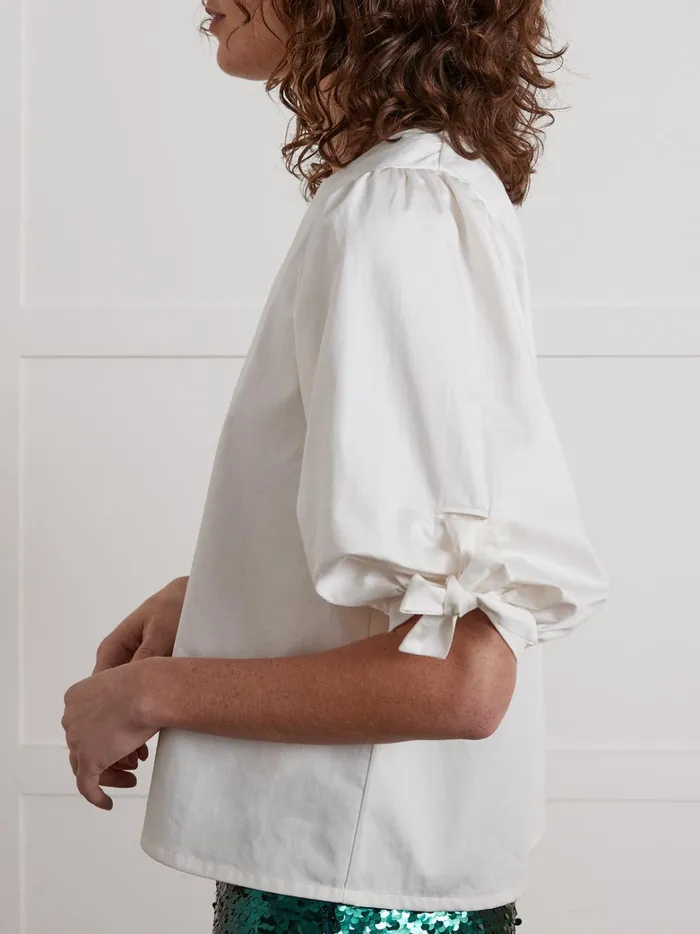 Women Clothing Cyrillus Satiny Poplin Party Blouse Ecru