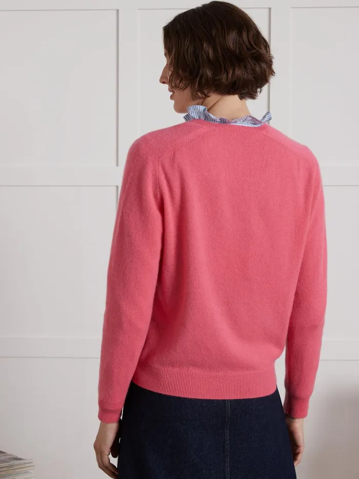 Women Clothing Cyrillus VNeck Sweater 8211 The Cashmere Collection Rose