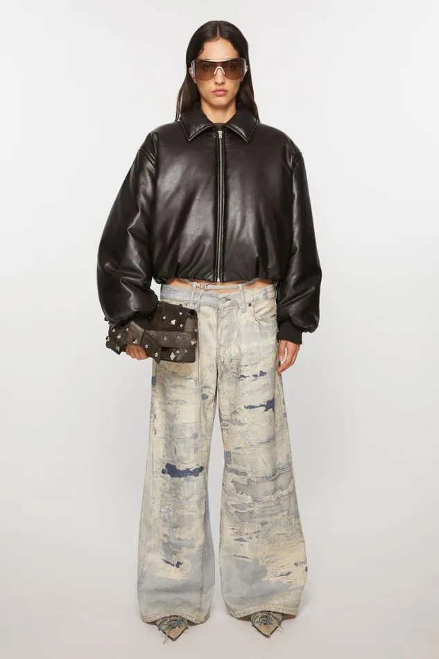 Women Coated Bomber Jacket Dark Brown Acne Studios Outerwear