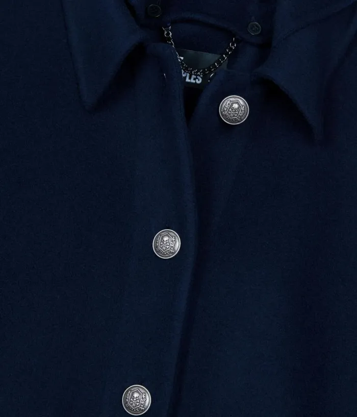 Women Coats and Jackets THE KOOPLES Navy Blue Long Hooded Woolblend Cape Women Coats and Jackets THE KOOPLES Navy Blue Long Hooded Woolblend Cape