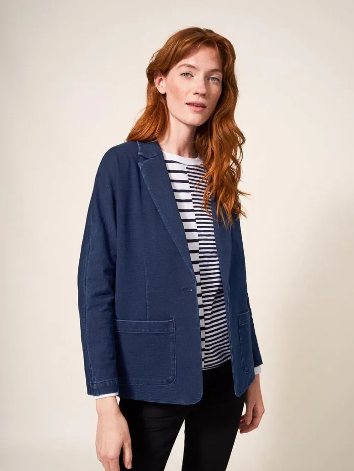 Women COATS and JACKETS White Stuff Daphne Jersey Blazer Dk Denim Women COATS and JACKETS White Stuff Daphne Jersey Blazer Dk Denim