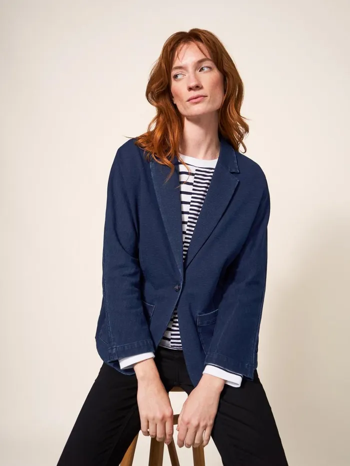 Women COATS and JACKETS White Stuff Daphne Jersey Blazer Dk Denim Women COATS and JACKETS White Stuff Daphne Jersey Blazer Dk Denim