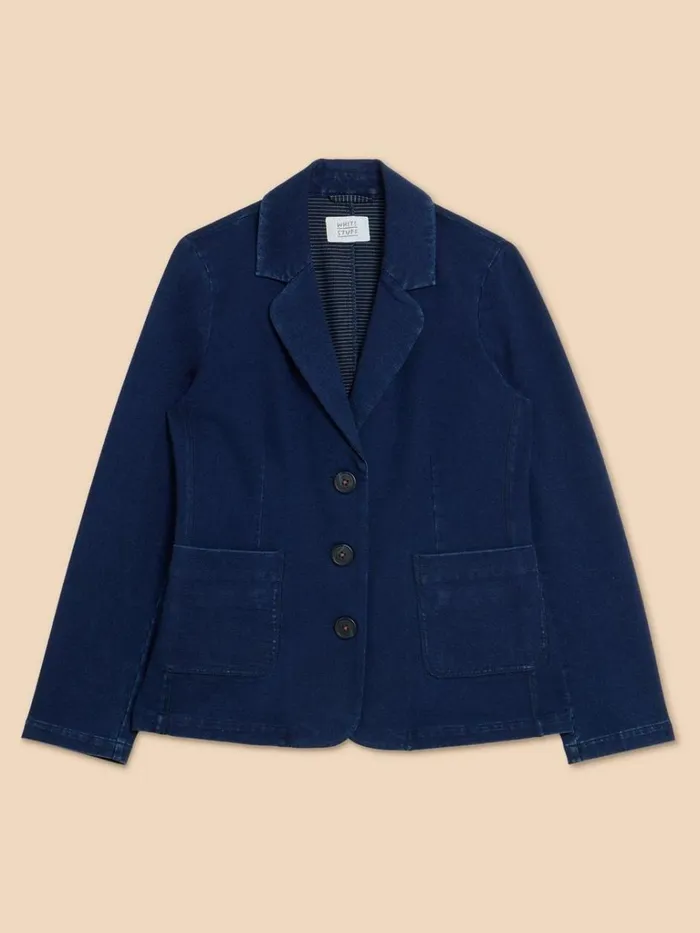 Women COATS and JACKETS White Stuff Olivia Cotton Jersey Blazer Dk Denim Women COATS and JACKETS White Stuff Olivia Cotton Jersey Blazer Dk Denim