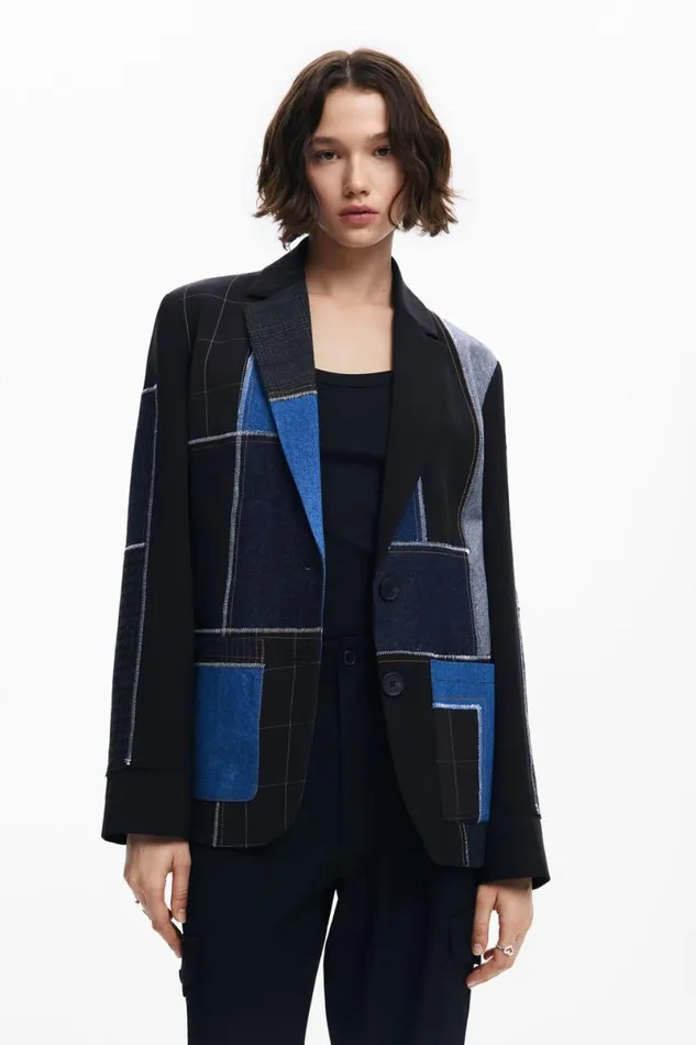 Women Coats And Jackets Desigual Combined Patchwork Blazer